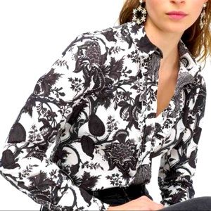 J Crew Ruffled Slim Sunflower Floral Blouse